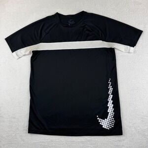 Nike Dri-FIT T-Shirt Mens XL Black White‎ Pixel Swoosh Graphic